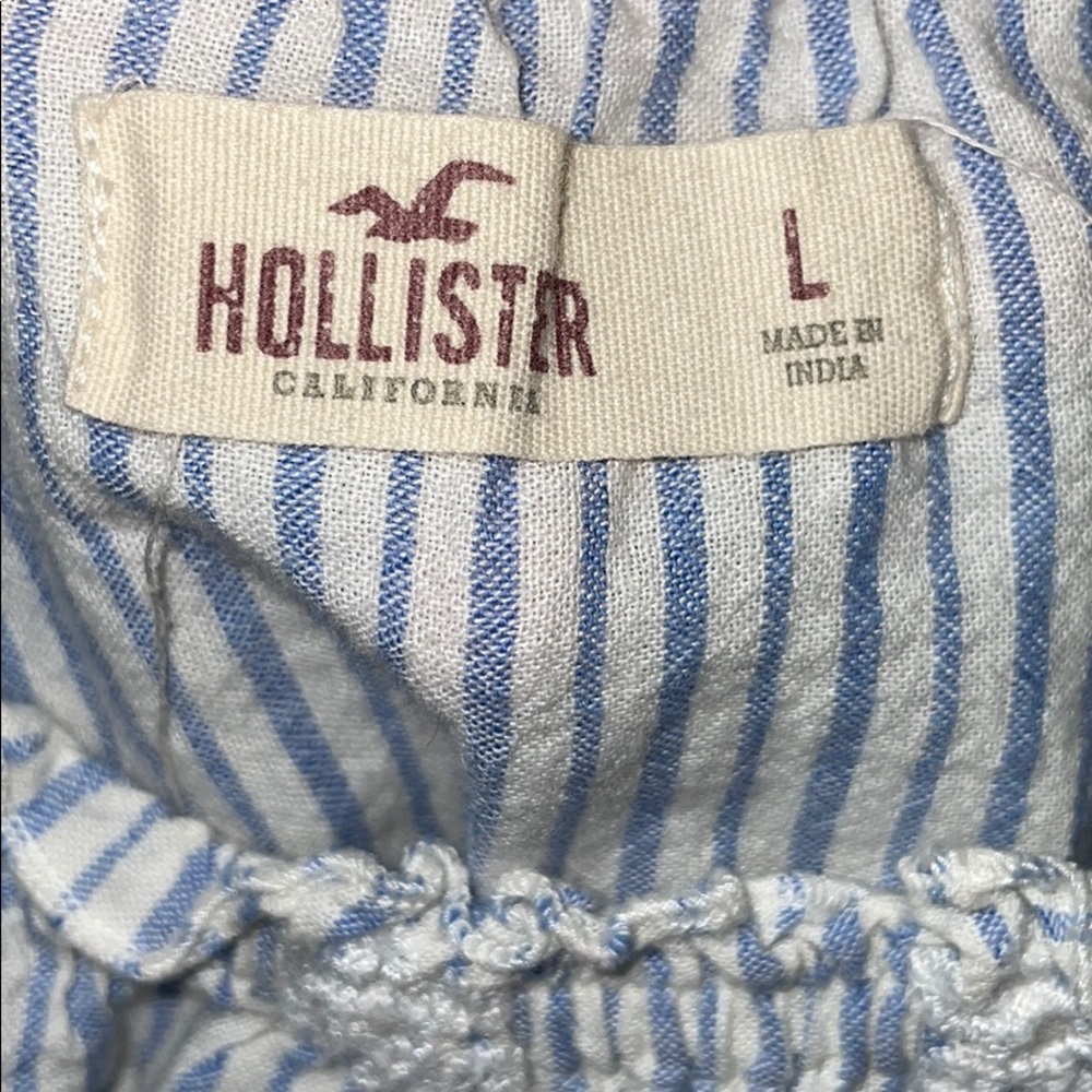 Hollister Blue and White Striped T-shirt! - Picture 2 of 2
